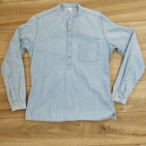 American Apparel half button up henley 100% cotton long sleeve shirt Size XS
